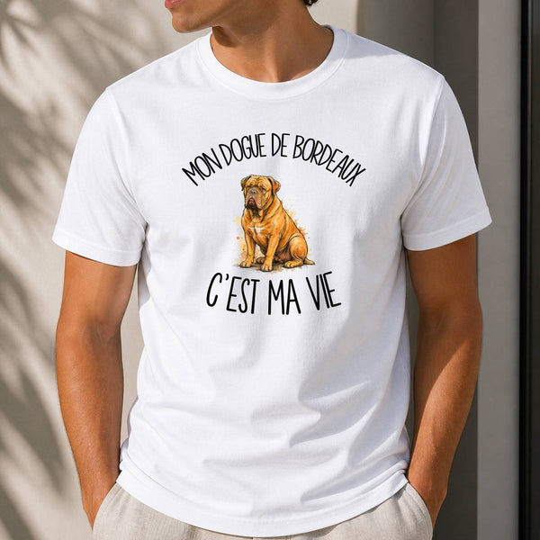 T-shirt Homme Blanc Mon Dogue de Bordeaux c'est ma vie
