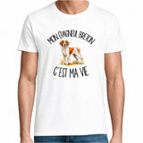 T-shirt Homme Blanc Mon Épagneul Breton c'est ma vie