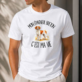 T-shirt Homme Blanc Mon Épagneul Breton c'est ma vie
