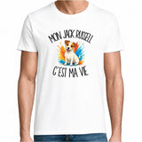 T-shirt Homme Blanc Mon Jack Russell c'est ma vie