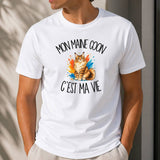 T-shirt Homme Blanc Mon Maine Coon c'est ma vie
