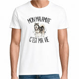 T-shirt Homme Blanc Mon Malamute c'est ma vie