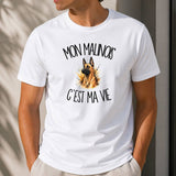T-shirt Homme Blanc Mon Malinois c'est ma vie