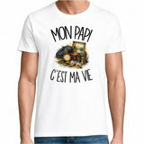 T-shirt Homme Blanc Mon papi c'est ma vie