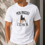 T-shirt Homme Blanc Mon Pinscher c'est ma vie