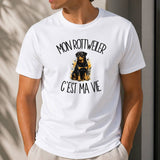 T-shirt Homme Blanc Mon Rottweiler c'est ma vie