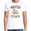 T-shirt Homme Blanc Mon Setter c'est ma vie