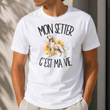T-shirt Homme Blanc Mon Setter c'est ma vie