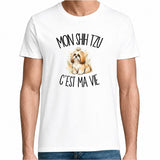 T-shirt Homme Blanc Mon Shih Tzu c'est ma vie