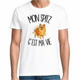 T-shirt Homme Blanc Mon Spitz c'est ma vie