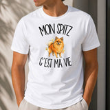 T-shirt Homme Blanc Mon Spitz c'est ma vie