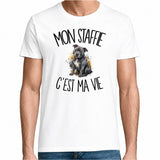 T-shirt Homme Blanc Mon Staffie c'est ma vie