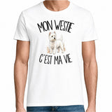 T-shirt Homme Blanc Mon Westie c'est ma vie