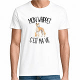 T-shirt Homme Blanc Mon Whippet c'est ma vie