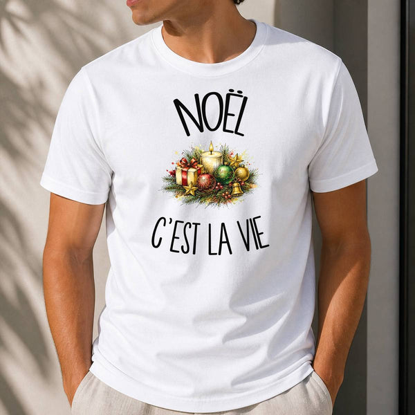 T-shirt Homme Blanc Noël c'est la vie