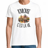 T-shirt Homme Blanc Toulouse c'est la vie