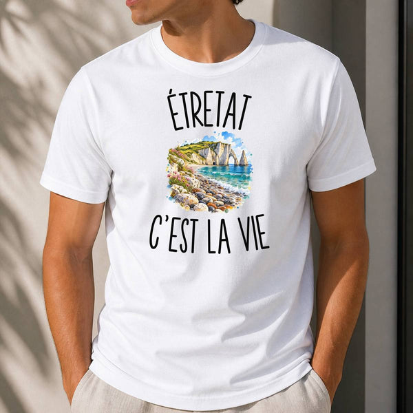 T-shirt Homme Blanc Étretat c’est la vie