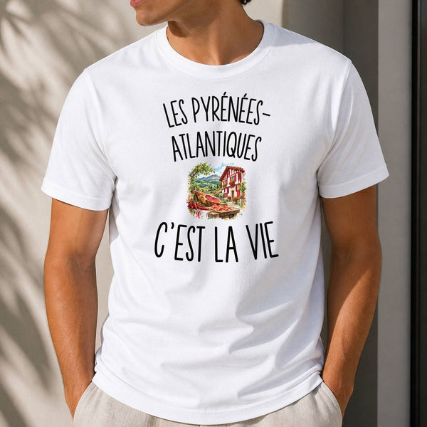 T-shirt Homme Blanc Les Pyrénées-Atlantiques c’est la vie