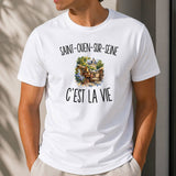 T-shirt Homme Blanc Saint-Ouen-sur-Seine c’est la vie