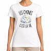 T-shirt Femme Blanc Les cygnes c'est la vie