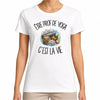 T-shirt Femme Blanc Être prof de yoga c'est la vie