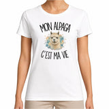 T-shirt Femme Blanc Mon alpaga c'est ma vie