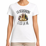 T-shirt Femme Blanc La dégustation c'est la vie