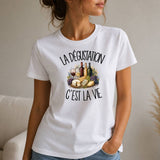 T-shirt Femme Blanc La dégustation c'est la vie