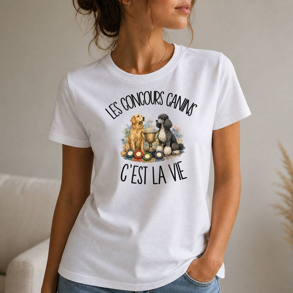 T-shirt Femme Blanc Les concours canins c'est la vie