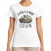 T-shirt Femme Blanc La pêche à la mouche c'est la vie