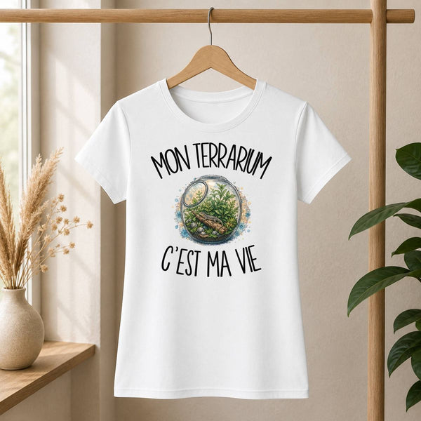 T-shirt Femme Blanc Mon terrarium c'est ma vie