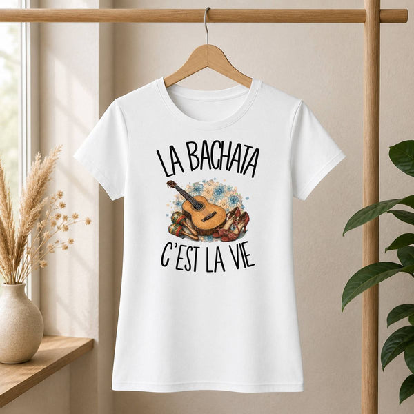 T-shirt Femme Blanc La bachata c'est la vie