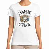 T-shirt Femme Blanc L'harmonie c'est la vie