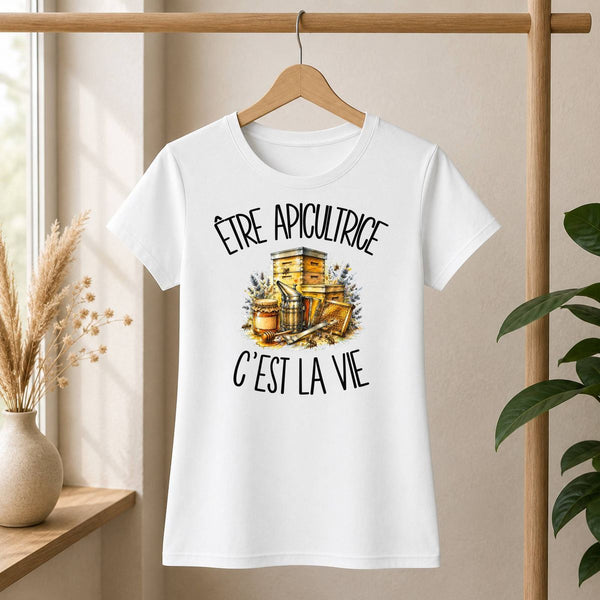 T-shirt Femme Blanc Être apicultrice c'est la vie