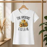 T-shirt Femme Blanc Être apicultrice c'est la vie