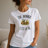 T-shirt Femme Blanc Être jardinière c'est la vie