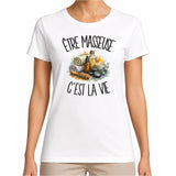 T-shirt Femme Blanc Être masseuse c'est la vie