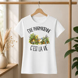 T-shirt Femme Blanc Être pharmacienne c'est la vie