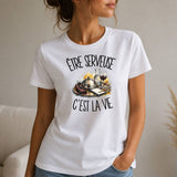 T-shirt Femme Blanc Être serveuse c'est la vie