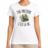 T-shirt Femme Blanc Être toiletteuse c'est la vie