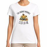 T-shirt Femme Blanc Être assistante maternelle c'est la vie