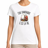 T-shirt Femme Blanc Être chauffagiste c'est la vie