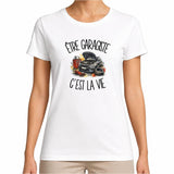 T-shirt Femme Blanc Être garagiste c'est la vie