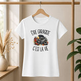 T-shirt Femme Blanc Être garagiste c'est la vie
