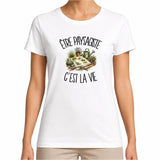 T-shirt Femme Blanc Être paysagiste c'est la vie
