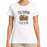 T-shirt Femme Blanc Être traiteur c'est la vie