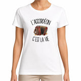 T-shirt Femme Blanc L'accordéon c'est la vie