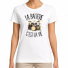 T-shirt Femme Blanc La batterie c'est la vie