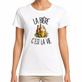 T-shirt Femme Blanc La bière c'est la vie