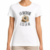 T-shirt Femme Blanc La broderie c'est la vie